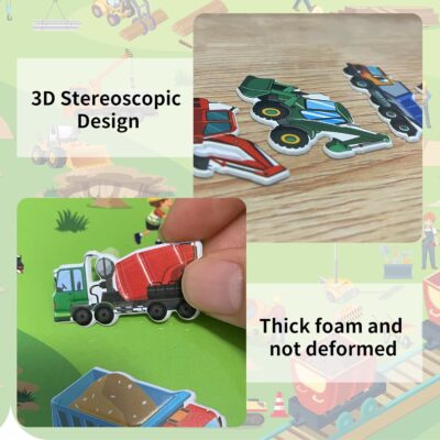 2 Pack Puffy Sticker Books for Kids Ages 3-5, Construction Truck and Vehicle Car Stickers for Toddlers Boys, 3D Reusable Stickers Books for Toddlers, Activity Book for Boys Party - Image 8