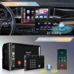 7 Inch Car Stereo with Wireless Apple CarPlay,Double Din Car Radio Androdi Auto,Bluetooth 5.2,IPS 1024 * 600 Display,FM Radio, Backup Camera,Online Navigation,178 * 100mm,Car Audio Receivers - Image 4