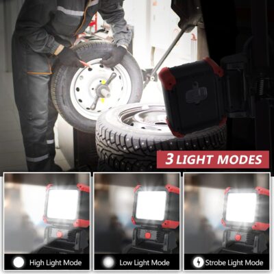 LED Rechargeable Work Light with Clamp, 2100LM Super Bright COB Magnetic Work Light with 3 Light Modes, 270° & 180° Rotation, Waterproof, Perfect for BBQ, Jobsite, Workshop, Car Repairing - Image 4