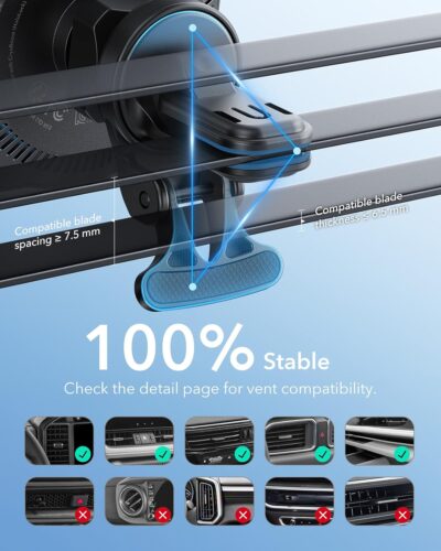 ESR for 15W MagSafe Car Mount Charger with CryoBoost, Phone Cooling MagSafe Car Charger, Air Vent/Dashboard Wireless Charging for iPhone 17e/17/16/15/14/13/12, S26/S25 Series, Pixel 10, Fast Charger - Image 6