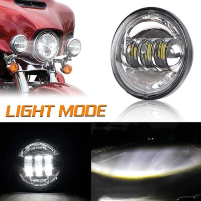 SKTYANTS 4.5 Inch LED Passing Light Motorcycle Fog lights with 4.5 Inch Housing Bucket Bracket Mount Compatible with Touring Electra Glide (Chrome) - Image 5