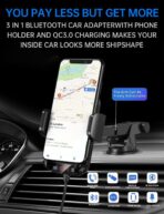 Bluetooth Car Adapter 3 in 1 FM Transmitter Car Radio Bluetooth Transmitter with Phone Holder, PD 36W Fast Charging, Strong Microphone, HiFi Bass Sound, Hands-Free Call, Support USB/TF Drive - Image 2