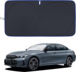 MORNYRAY Car Windshield Sun Shade，Reflector Sunshade Offers Ultimate Protection for Car Interior，Cool Reflective Sun Blocker，Foldable Car Interior Accessories (Black, Medium),(64x32 inches)