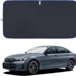 MORNYRAY Car Windshield Sun Shade，Reflector Sunshade Offers Ultimate Protection for Car Interior，Cool Reflective Sun Blocker，Foldable Car Interior Accessories (Black, Medium),(64x32 inches)