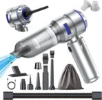 Portable Car Vacuum - 22000PA Cars Vacuum Cleaner High Power 4 in 1 Compressed Air Duster & Air Blower & Pump Hand Held Vacuums Cordless with Brushless Motor for Car Home Office Blue