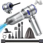 Portable Car Vacuum - 22000PA Cars Vacuum Cleaner High Power 4 in 1 Compressed Air Duster & Air Blower & Pump Hand Held Vacuums Cordless with Brushless Motor for Car Home Office Blue