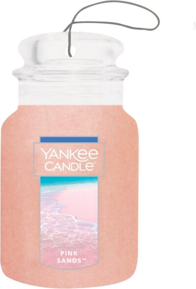 Yankee Candle Classic Paper Car Jar Air Freshener, Hanging Car Freshener, Long Lasting Car Fragrance, Pink Sands (Pack of 3) - Image 2
