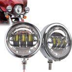 SKTYANTS 4.5 Inch LED Passing Light Motorcycle Fog lights with 4.5 Inch Housing Bucket Bracket Mount Compatible with Touring Electra Glide (Chrome)