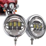 SKTYANTS 4.5 Inch LED Passing Light Motorcycle Fog lights with 4.5 Inch Housing Bucket Bracket Mount Compatible with Touring Electra Glide (Chrome)