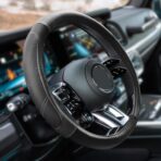 Car Steering Wheel Cover, Steering Wheel Protector, Durable Leather Cover with Anti-Slip Lining, Car Accessories 15 inch Microfiber Breathable Steering Wheels Fit for Most Vehicles (Black)