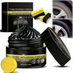 Tyre Nourish Cream, UV Protection and Waterproof Powerful Wheel Cleaning Refurbish Wax, 2026 New Tyre Nourish Cream Maintain Luster, Long-Lasting Tire Shine Gelfor for Car Tires (1PC)