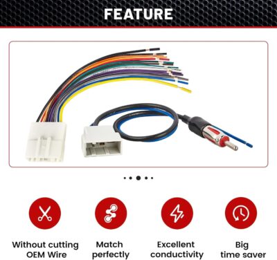 RED WOLF Car Radio Wiring Harness W/Antenna Adapter Select for 2008-2013 Nissan Armada Pathfinder Rogue, 2011-2014 Subaru Impreza Install Aftermarket 20 PIN Stereo Wire Cable Connector Adaptor - Image 4