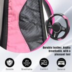 Leather Car Steering Wheel Cover, 15 Inch Anti-Slip Carbon Fiber Black Steering Wheel Cover, Universal Car Interior Accessories for Trucks Sedans SUVs (Black & Pink) - Image 4