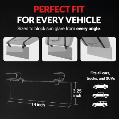 Glare Guard Professional-Grade Polarized Sun Visor Extender – Anti-Glare Sun Glare Blocker for Car Windshields, Adjustable Clip-On UV400 Tinted Visor Extension for Cars, Trucks & SUVs - Image 6
