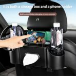Backseat Car Organizer, 4-in-1 Car Organizer Back Seat with Cup Holder & Tissue Box, Multi-Pocket Car Back Seat Organizer for Phone, Drinks, Travel & Daily Use (Black) - Image 5