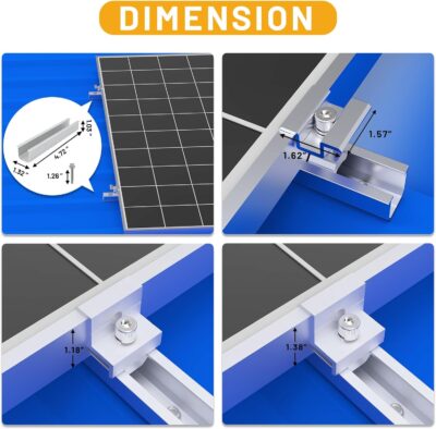 Solar Panel Mounting Brackets Mid and End Clamps and Rails Kit for Roofing Solar Panels of Multiple Sized,Mounting Clamp for Solar Panels Mount PV Modules Fixing Rooftop Installation Support - Image 3