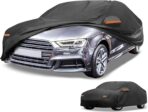 All-Weather Waterproof Car Cover - UV-Resistant Outdoor Full Exterior Protection for Audi A3 Sedan 2013-2025 210D-PU Black with Right Side Zipper