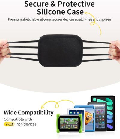 FANGOR Car Headrest Mount Holder, Tablet Holder for Kids in Back Seats, Anti-Slip Strap and Holding Net,Angle-Adjustable/Fits All 7 Inch to 12.9 Inch Tablets - Image 3
