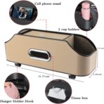 HOLDCY Car Back Seat Organizer with 2 Drink Cup Holder - Tissue Box and Storage Box Hook - Multi-functional Storage - Great for Kids and Travel (Beige) - Image 2