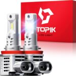 TOPIK T26 H9/H8/H11 LED Bulbs for Car Light and Powersports Lights, 𝟑𝟔,𝟎𝟎𝟎𝐋𝐌 Super Bright 6500K White Light, Plug and Play, 2 Pack