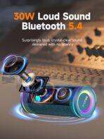 MLOVE E80 Speakers Bluetooth Wireless, Portable Bluetooth Speaker with Aux Input, Micro SD Card Slot, Bass Boost, Dual Pairing, Lights, IPX7 Waterproof, BT5.4 for Outdoor, Travel, Car, TV, 30W, Blue - Image 2