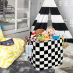 LANGYASHAN Square Storage Baskets Waterproof Canvas Children Laundry Nursery Hamper for Shelves Gift Baskets Toy Organizer Room Decor (Square Racing flag) - Image 5