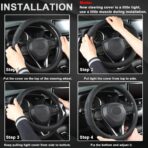 GIANT PANDA Microfiber Leather Steering Wheel Cover for Honda Accord,Civic,CR-V,HR-V,Pilot(Black-Standard Size) - Image 7