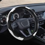 Car Steering Wheel Cover, Non-Slip Car Wheel Cover Protector, 15 inch Carbon Fiber Microfiber PU Leather Elastic Steering Wheel Protector for Men Women, Universal Auto Accessories (White)