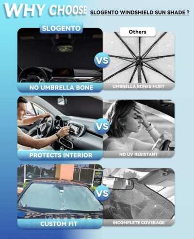 Custom Fit Windshield Sun Shade for VW Jetta 2019-2026, Blocks UV & Heat, Front Window Sunshade Accessories, Easy Fold & Store Keep Your Car Cooler - Image 7