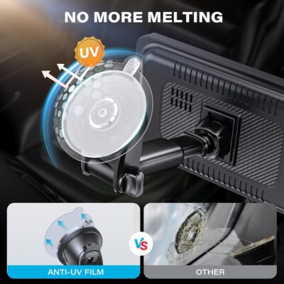 1Zero Replacement Suction Cup Car Mount for CarPlay Screen with Quick Extension Arm, Compatible with 7-11 Inch Portable Car Play Screens, Adjustable Dashboard Windshield in-Car Monitor Bracket Holder - Image 3