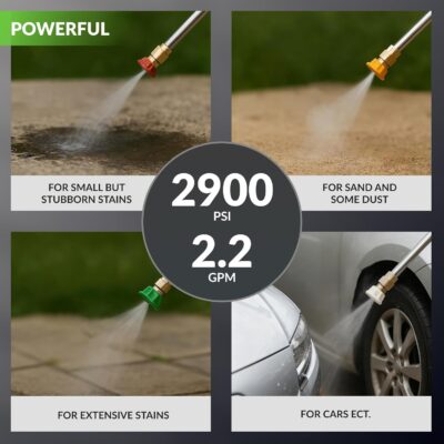 Giraffe Tools Grandfalls Retractable Pressure Washer Pro, Wall Mount Pressure Washer, Electric Power Washer, Automatic Rewind, Max 2900PSI 2.2GPM, Dark Silver Case with 100ft Pressure Hoses - Image 3