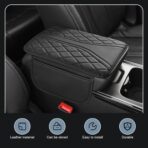 Car Center Console Cover, Leather Auto Armrest Cover with 2 Storage Bags, Universal Cars Armrest Cushion, Vehicle Interior Accessories Protector for Sedan, SUV, Truck (Black) - Image 3