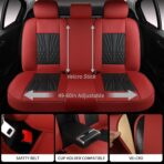 MINGBRON Leather Car Seat Covers,Car Seat Protector Waterproof,Seat Covers Full Set, Car Seat Protectors 5 Seats,Automotive Seat Covers Fit Most Cars Wine Red - Image 5