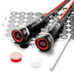 2Pcs 8MM 12V-24V LED Indicator Light with 180 Changeable Symbols, IP67 Waterproof, Pre-Wired Customizable Pilot Dash Directional Warning Lights for Car Truck Boat Marine RV Off-Road(Red)