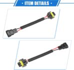 2 Pcs 9005 9006 Male to H8 H9 H11 Female Extension Wire Harness Headlight Fog Lamp Bulb Socket Adapter, Universal for Car Truck Durable Plastic Black - Image 5