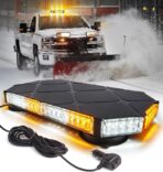 LUMENIX 56 LED Roof Top Strobe Beacon Lights Bar Rooftop Hazard Warning Emergency Safety Flashing Plow Light for Construction Vehicles Tow Commercial Trucks Postal Security Cars Snowplow - Amber White