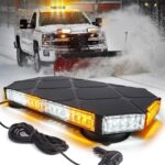 LUMENIX 56 LED Roof Top Strobe Beacon Lights Bar Rooftop Hazard Warning Emergency Safety Flashing Plow Light for Construction Vehicles Tow Commercial Trucks Postal Security Cars Snowplow - Amber White
