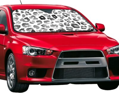 Leopard Print Pattern Black Watercolor Windshield Sunshade for Car SUV Truck Foldable Uv Ray Reflector Front Window Sun Shade Visor Shield Cover - Image 2