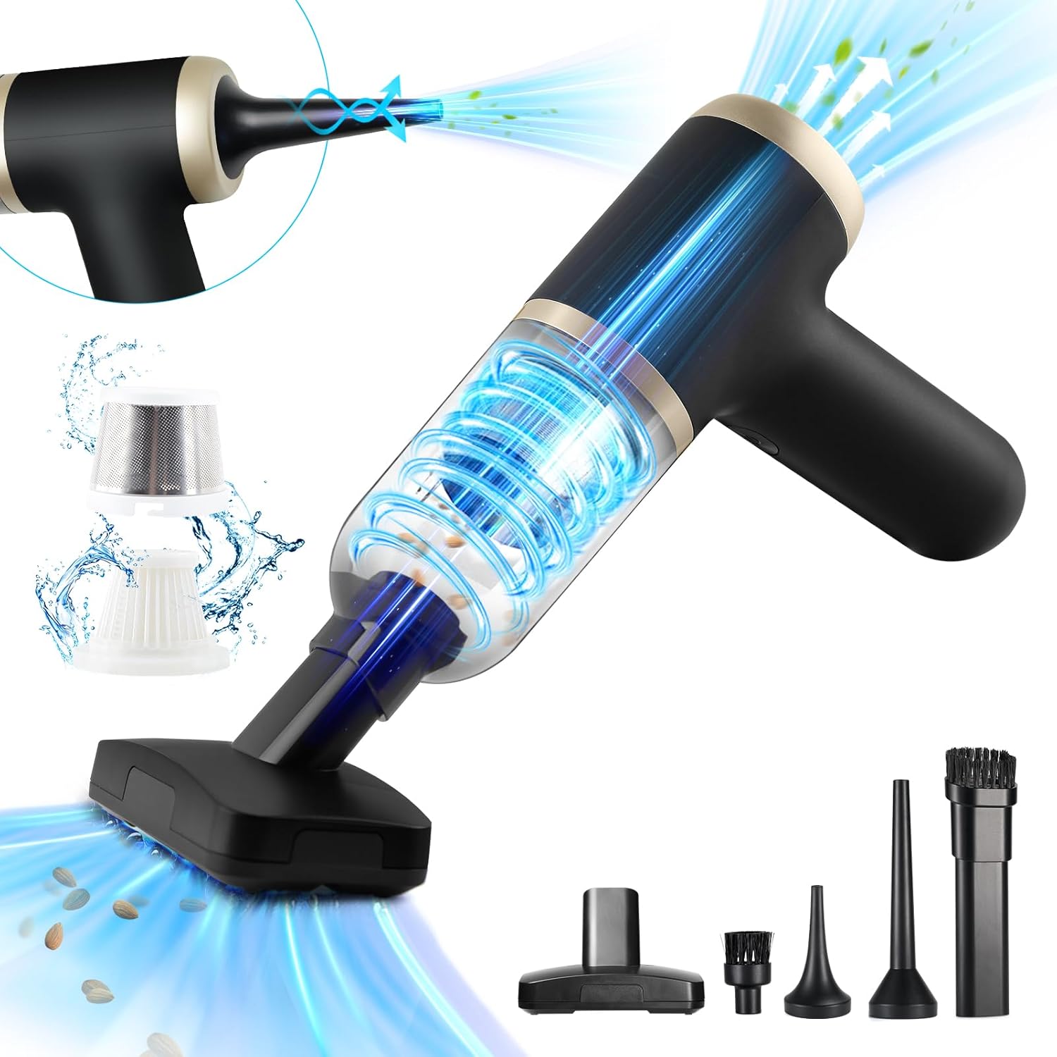 71MkHIRIY2L._AC_SL1500_.jpg 2-in-1 Handheld Vacuum & Blower with 20000PA Suction – 0.76 lb Weighs Mini Vacuum Cleaner Cordless for Quick Car, Home, Hand Vac with HEPA Filter & 5 Attachments - Image 1