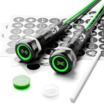 2Pcs 8MM 12V-24V LED Indicator Light with 180 Changeable Symbols, IP67 Waterproof, Pre-Wired Customizable Pilot Dash Directional Warning Lights for Car Truck Boat Marine RV Off-Road(Green)