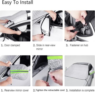 Car Windshield Cover for Ice and Snow Kit,Snow Cover with Side Mirrors Covers,Waterproof Frost Cover for Cars, SUVs, Trucks,Secure Fit Windproof Covers Winter Car Accessories (71"x43") - Image 5