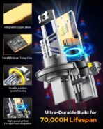 FAHREN H13/9008 Light Bulbs, 6500K Cool White, 50000LM High Brightness, 32 CSP Chips, 1:1 Halogen Size, IP68 Waterproof Fog Light, Long Lifespan, Plug and Play,Pack of 2 - Image 6