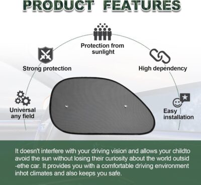 2 Pack Car Window Shade, Universal Side Window Cling Sunshade for Baby, Kids, and Pets from UV Rays and Sun Glare - Image 4