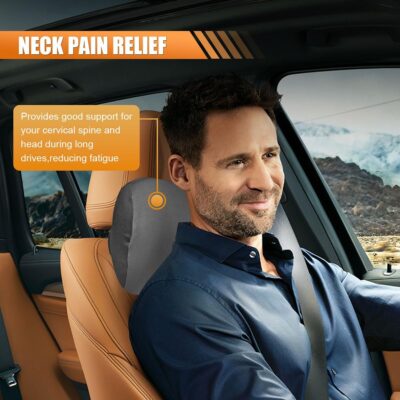 Car Headrest Pillow for Driving - Memory Foam Soft Automotive Neck Support Pillow Cushion with Adjustable Strap - Comfortable Car Seat Headrest Pillow for Neck Pain Pressure Relief (Gray) - Image 4