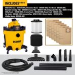 DEWALT 12 Gal Shop Vac, 5.5 HP Wet Dry Vac with Detachable Blower, High-Capacity Cleaner for Garage, Car, Workshop & Outdoor Leaves, All-in-1 DXV212PA (Reusable Bag) - Image 6