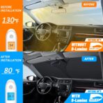 D-Lumina Windshield Sun Shade for 2015-2025 Fo-rd Mustang Accessories (NOT for Fo-rd Mustang Mach-E), Front Window Sunshade Sun Visor Protector Block UV Rays Heat, Foldable 2 Layers 210T Material - Image 3