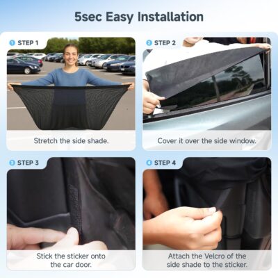 DMJN Car Window Shades for Baby (100% Efficient Block UV & Scorching Sun) Car Privacy Shades for Side Windows,Easy to Install,Nano Ice-Crystal Coatings-Universal Fit (Large),2 Pack - Image 7