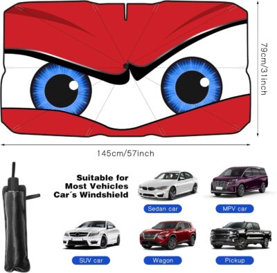 Upgraded Car Windshield Sun Shade Umbrella, Car Shade Front Windshield Sun Shade, Foldable Umbrella for Block UV Rays & Sun Heat Protection, 57"X31" - Image 3