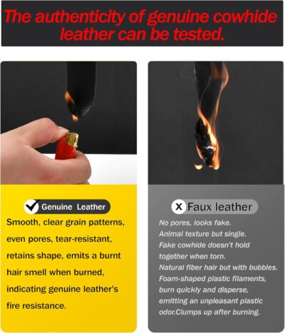 Genuine Leather Lumbar Support Pillow,Back Pain Relief Cushion,fits Tightly Around Waist,Real Cowhide,Memory Foam,fit Car Drive,Office Chair,Rest seat,Improve Posture,Portable,15.5''Lx 8.7''H - Image 3