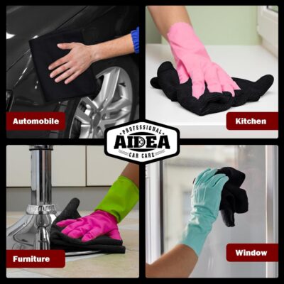 AIDEA Microfiber Cleaning Cloth Black 20PK, Microfiber Towels for Cars, Premium Car Cloth, Dusting Cloth Lint Free Cleaning Rags for SUVs, House, Kitchen, Window, Workshops,12×12" - Image 5